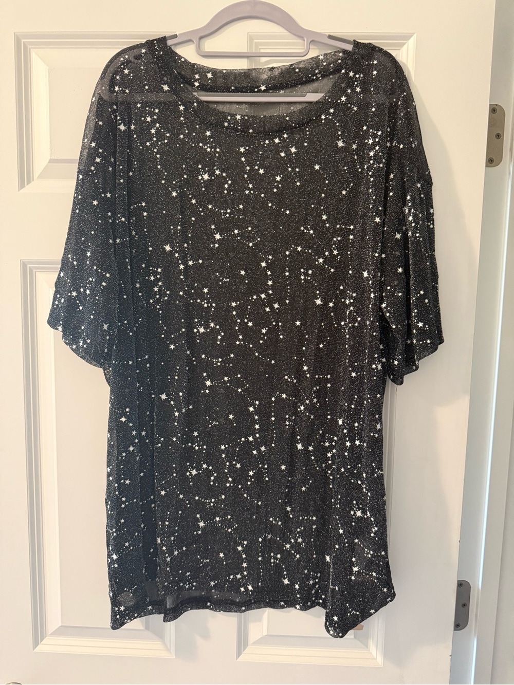 Unbranded Women's Star Print Mesh Short Sleeve Top